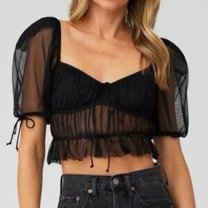 For Love & Lemons Sunshine Crop Top in Black